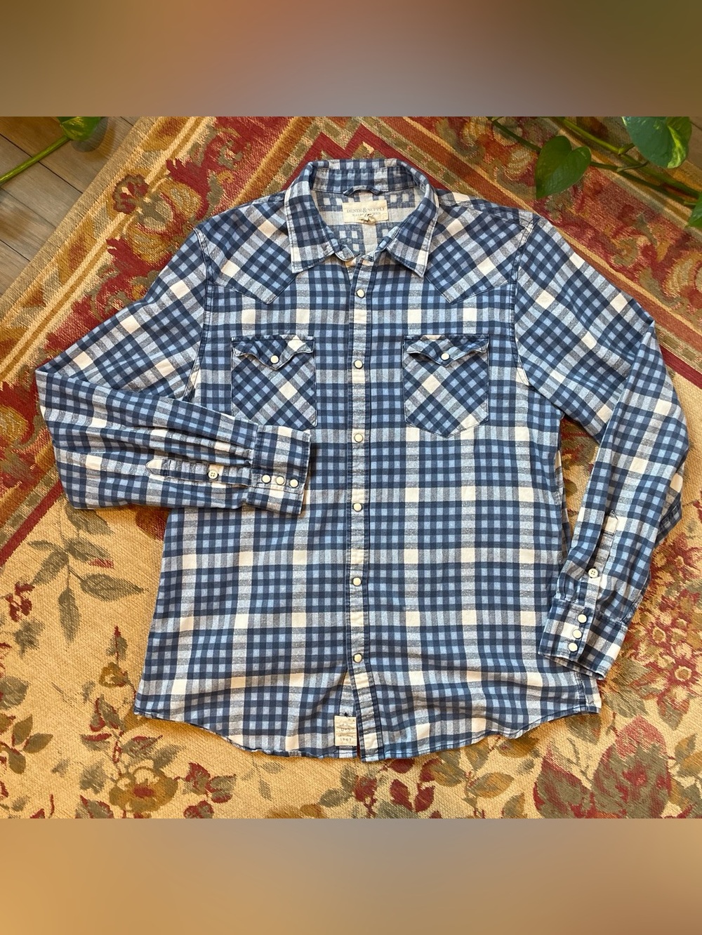 Ralph Lauren Blue Plaid Long-Sleeve Flannel Shirt